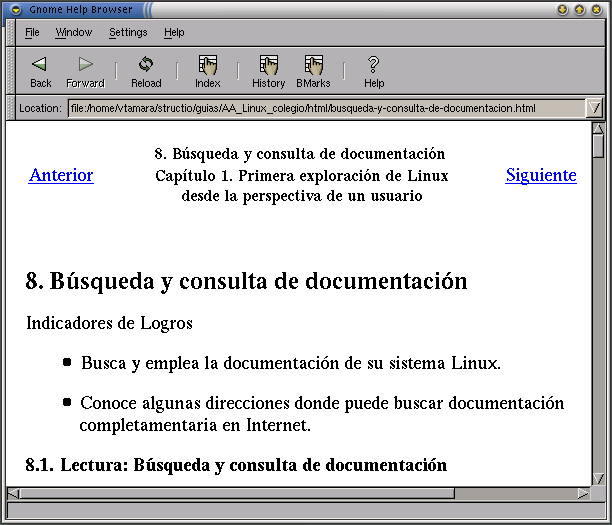 Estas guías vistas con
Gnome Help Browser