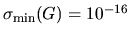$\sigma_{\min} (G) = 10^{-16}$