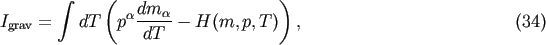 integral ( ) Igrav = dT padma--- H(m, p,T ) , (34) dT