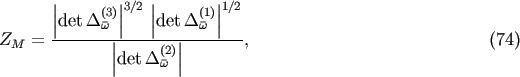 || (3)||3/2 || (1)||1/2 |detD w | |detD w | ZM = -------||-----(2)||--------, (74) |detD w |