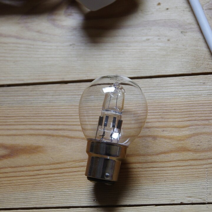 An old halogen bulb with B22
bayonette