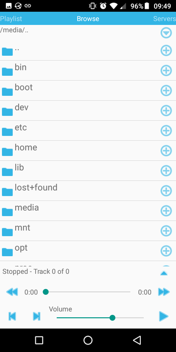 VlcFreemote on Android, showing the whole remote
filesystem