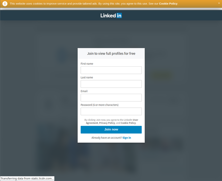 LinkedIn showing a paywall-like 'authwall' for profiles set explicitly to public for everyone