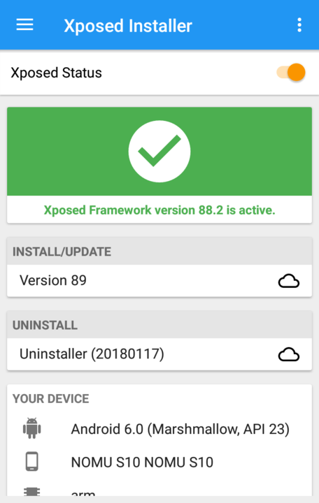 Running and enabled Xposed