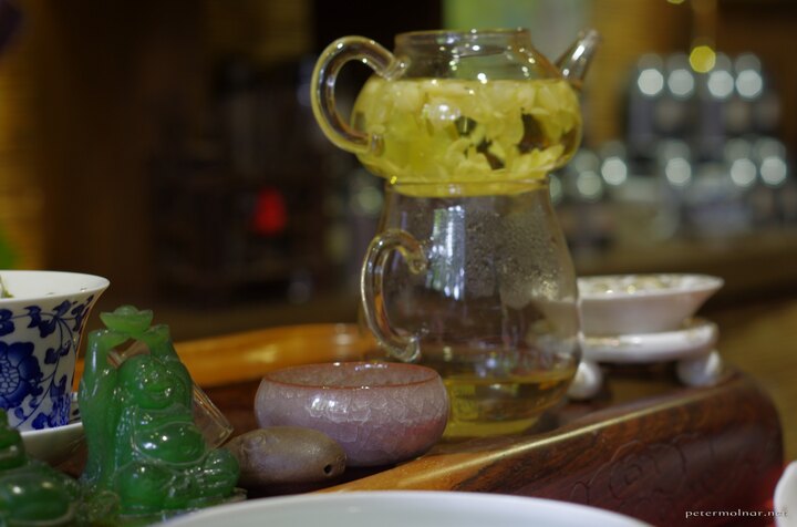 The traditional way of brewing jasmine - the actual jasmine flower -
tea